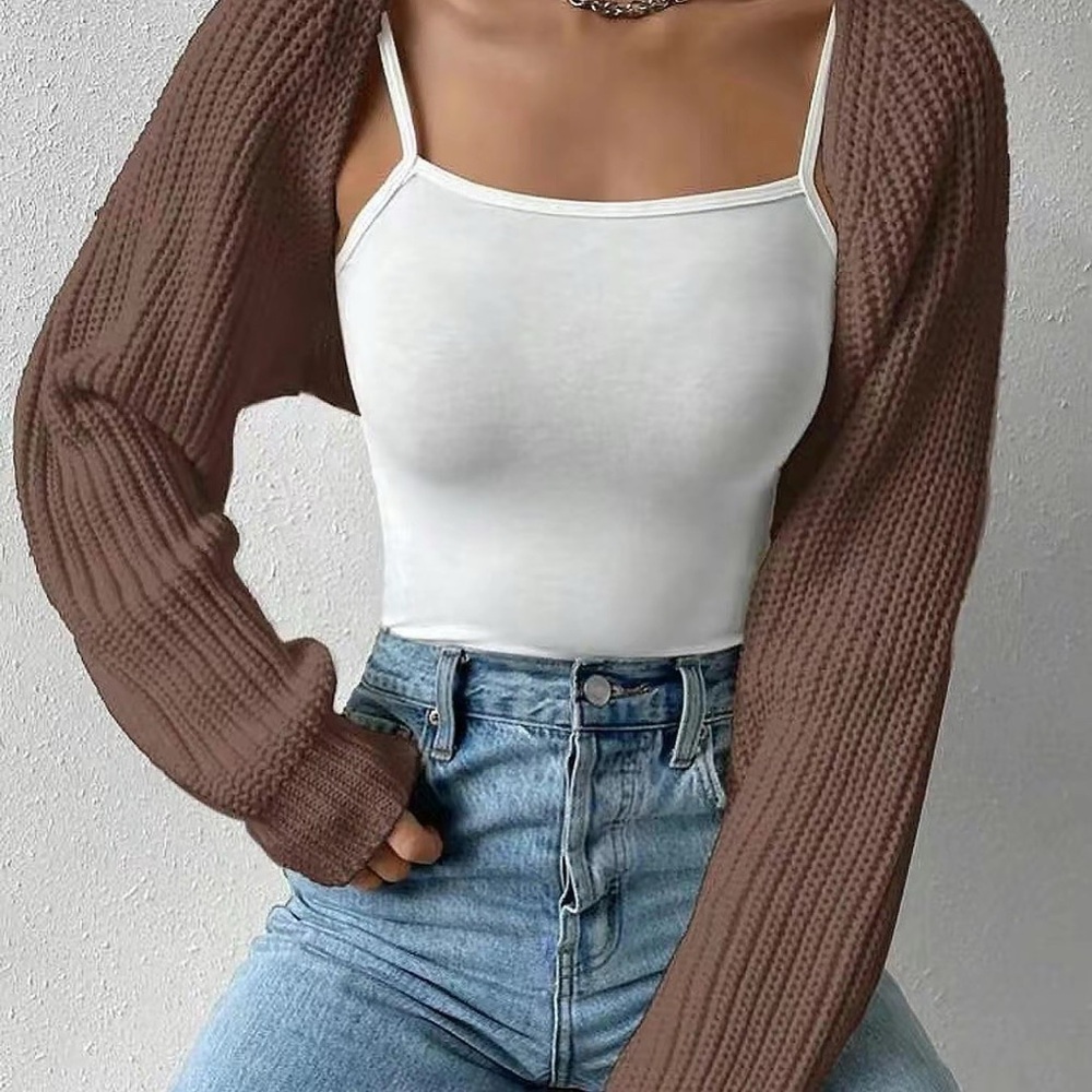 Knit Cardigan Bolo shrug - BUNDLE (4) (White, Pink, Brown, Black) - Picture 5 of 5